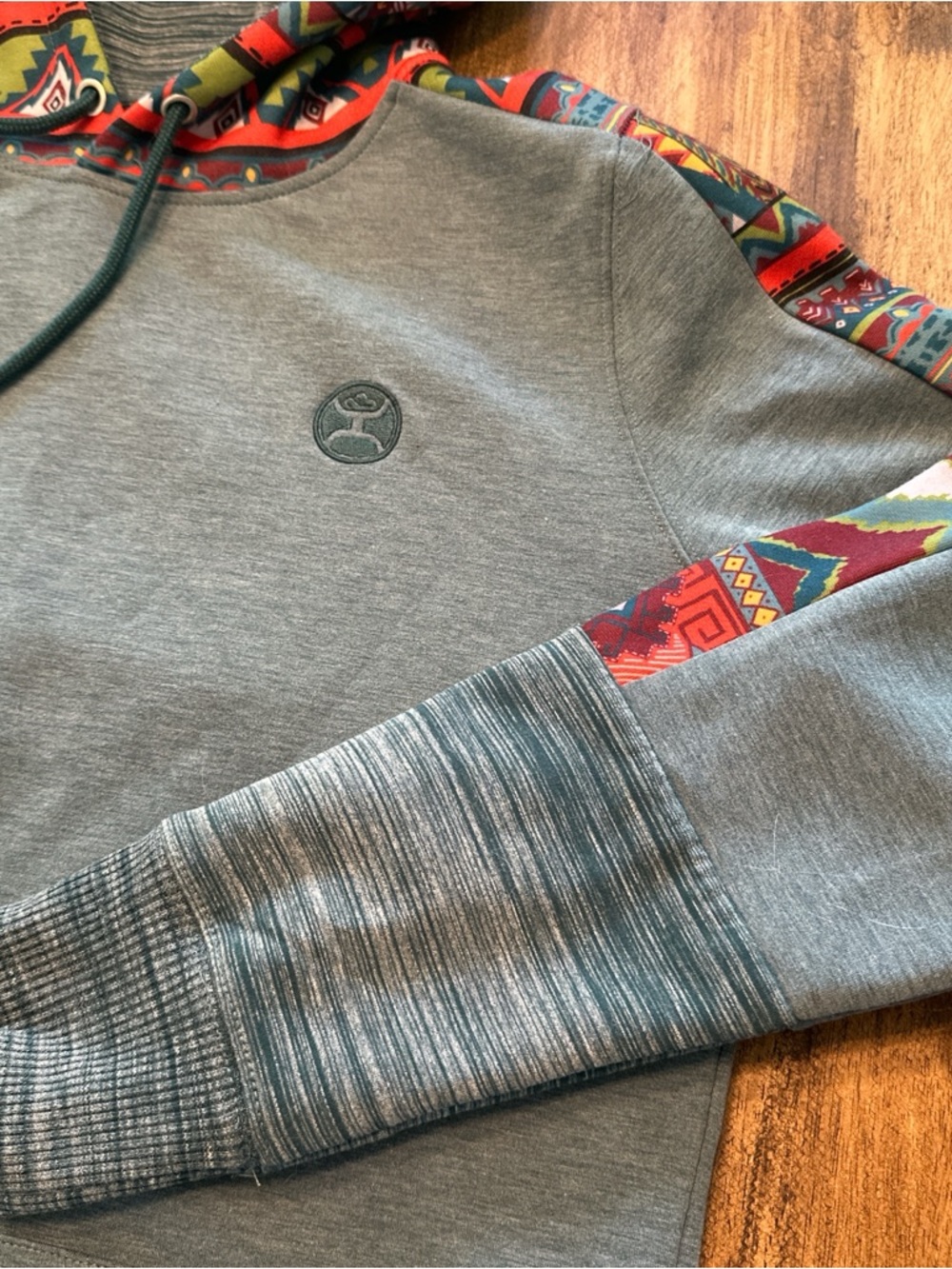 Hooey Hoodie with Multicolor Aztec Trim